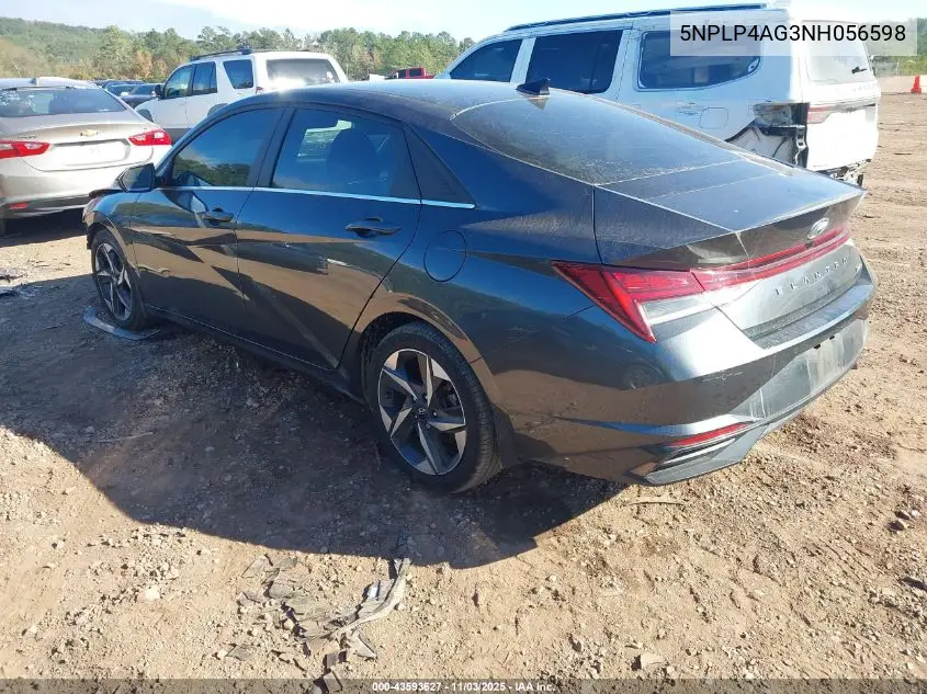 5NPLP4AG3NH056598 2022 Hyundai Elantra Limited