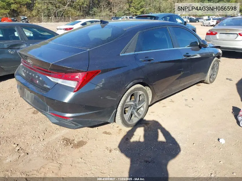 5NPLP4AG3NH056598 2022 Hyundai Elantra Limited