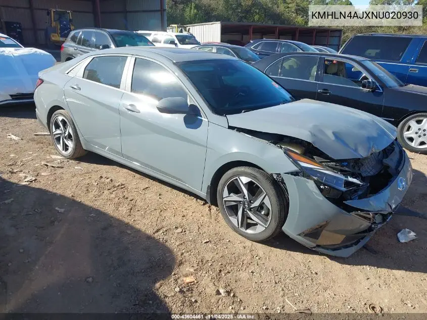 KMHLN4AJXNU020930 2022 Hyundai Elantra Hybrid Limited