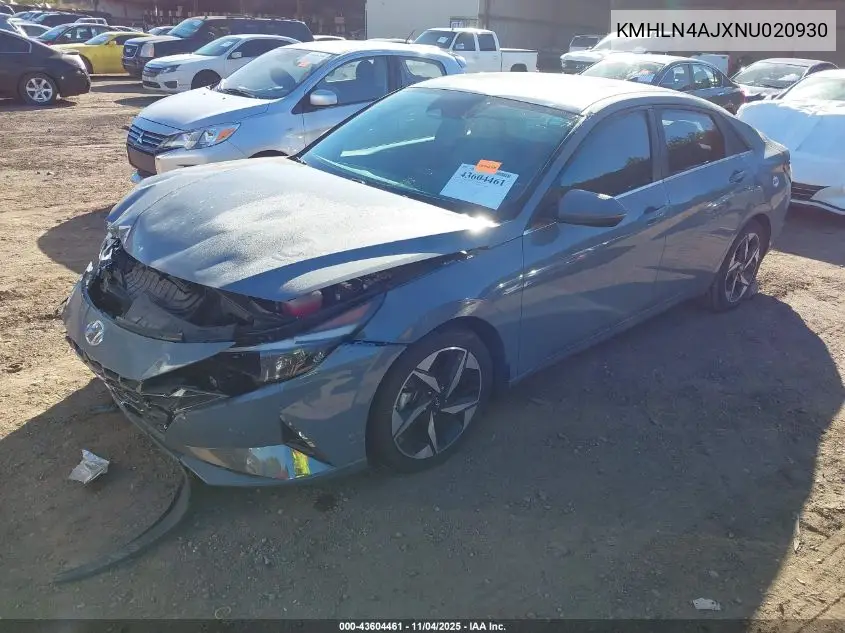 KMHLN4AJXNU020930 2022 Hyundai Elantra Hybrid Limited
