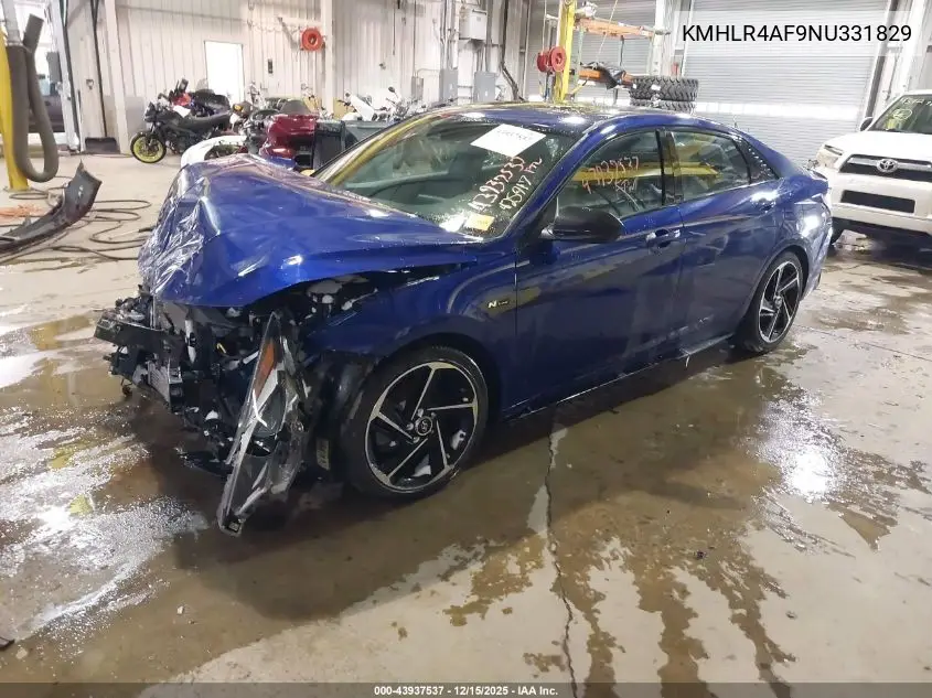 KMHLR4AF9NU331829 2022 Hyundai Elantra N Line