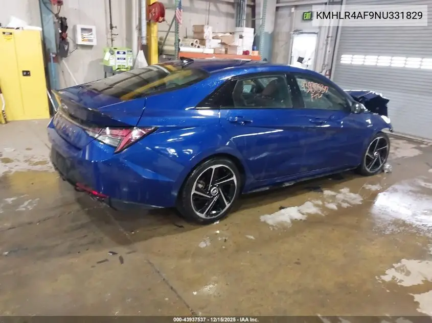KMHLR4AF9NU331829 2022 Hyundai Elantra N Line