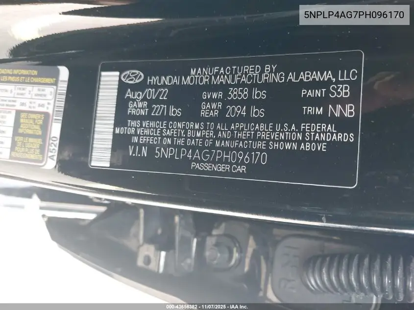 5NPLP4AG7PH096170 2023 Hyundai Elantra Limited