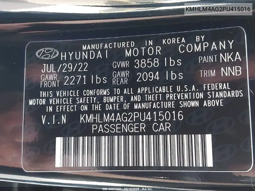KMHLM4AG2PU415016 2023 Hyundai Elantra Sel
