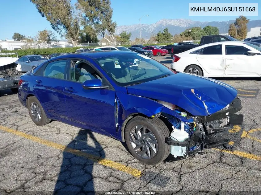 KMHLM4DJ6SU151668 2025 Hyundai Elantra Hybrid Blue