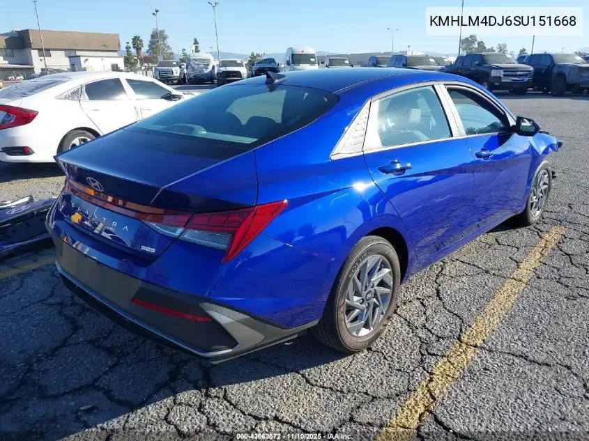 KMHLM4DJ6SU151668 2025 Hyundai Elantra Hybrid Blue