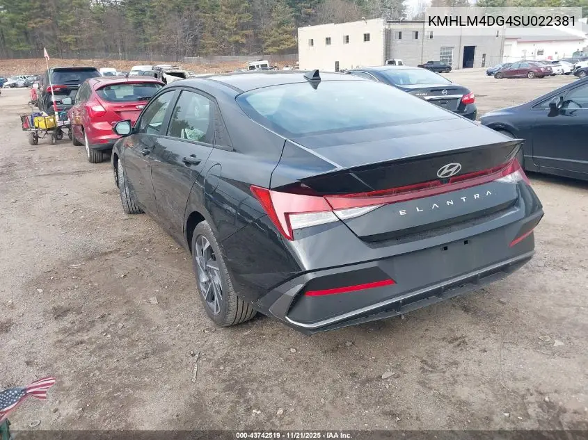 KMHLM4DG4SU022381 2025 Hyundai Elantra Sel Sport
