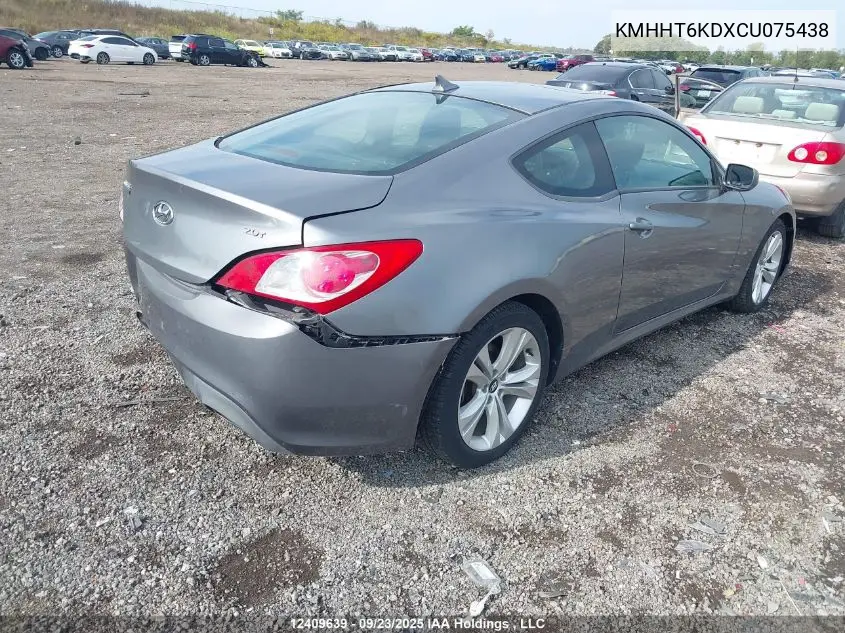 KMHHT6KDXCU075438 2012 Hyundai Genesis Coupe 2.0T