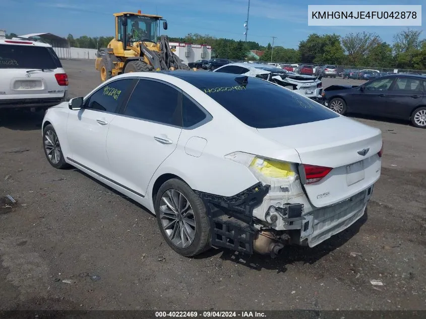 2015 Hyundai Genesis 3.8 VIN: KMHGN4JE4FU042878 Lot: 40222469