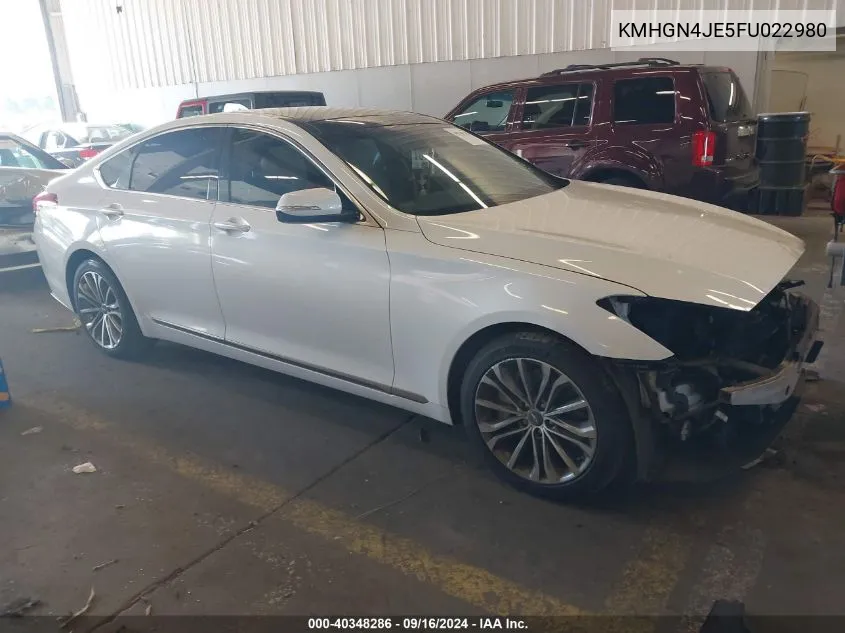 2015 Hyundai Genesis 3.8L VIN: KMHGN4JE5FU022980 Lot: 40348286