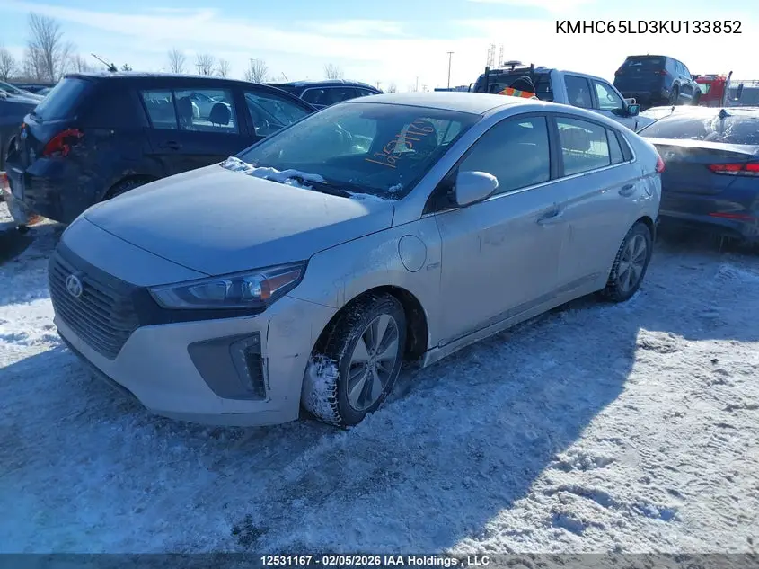 2019 Hyundai Ioniq VIN: KMHC65LD3KU133852 Lot: 12531167