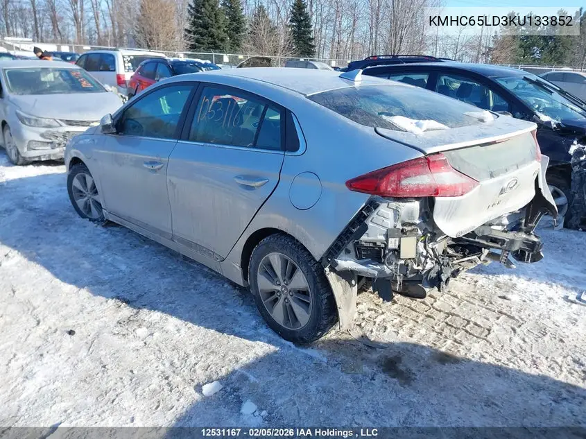 2019 Hyundai Ioniq VIN: KMHC65LD3KU133852 Lot: 12531167
