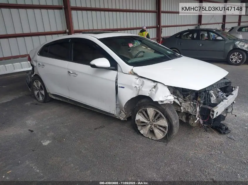 KMHC75LD3KU147148 2019 Hyundai Ioniq Plug-In Hybrid Limited