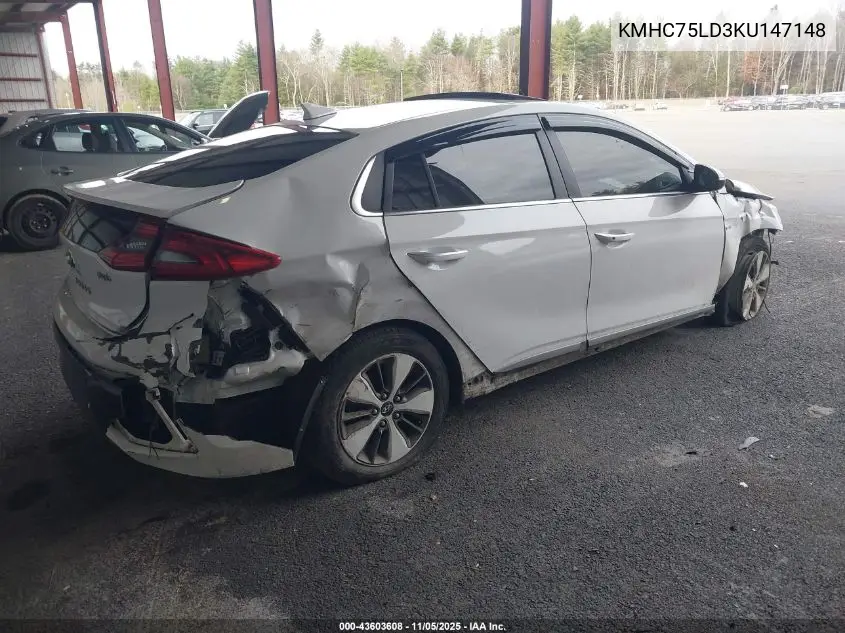 KMHC75LD3KU147148 2019 Hyundai Ioniq Plug-In Hybrid Limited
