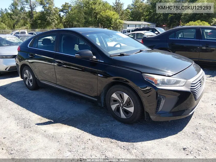 2019 Hyundai Ioniq Hybrid Sel VIN: KMHC75LC0KU129293 Lot: 45265793