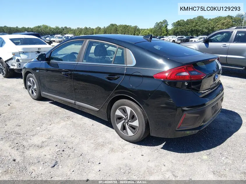 2019 Hyundai Ioniq Hybrid Sel VIN: KMHC75LC0KU129293 Lot: 45265793