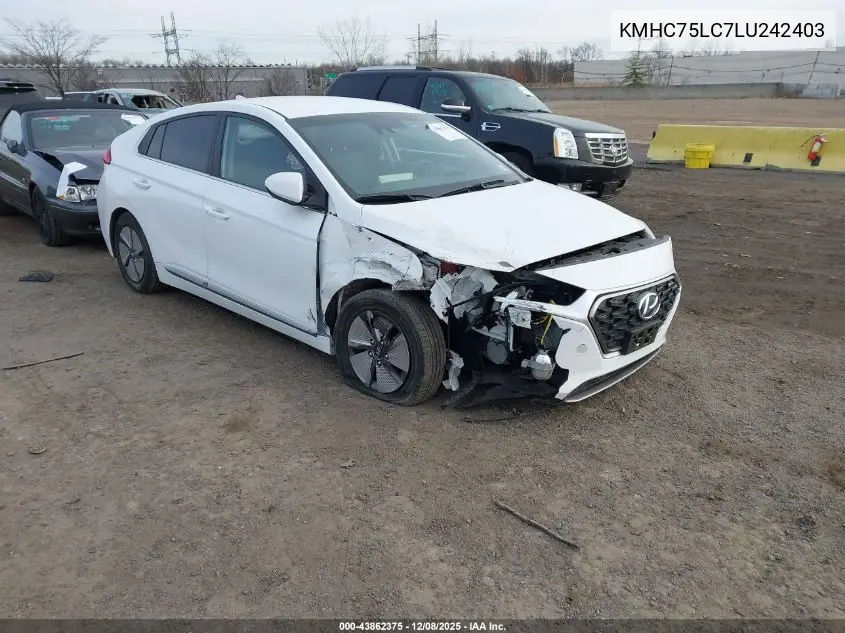 KMHC75LC7LU242403 2020 Hyundai Ioniq Hybrid Se