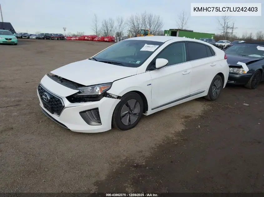 KMHC75LC7LU242403 2020 Hyundai Ioniq Hybrid Se
