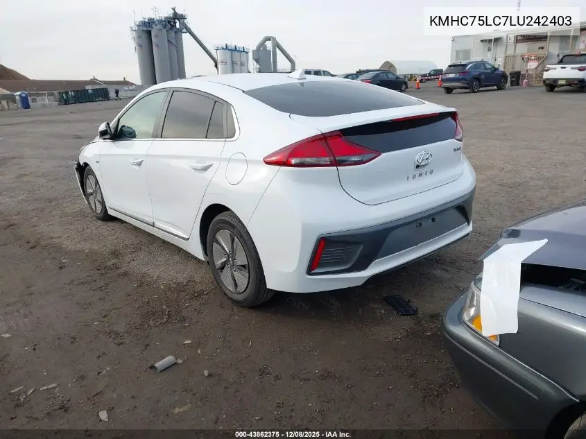 KMHC75LC7LU242403 2020 Hyundai Ioniq Hybrid Se