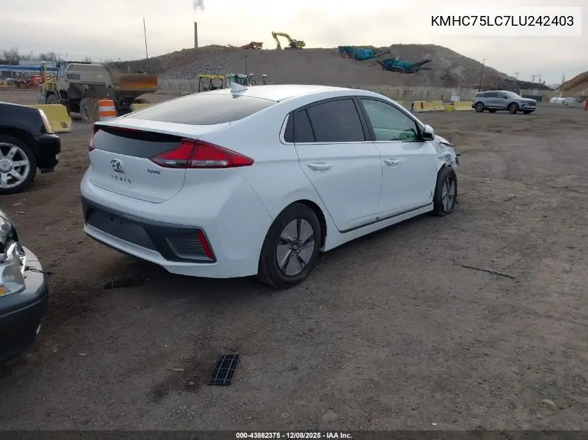 KMHC75LC7LU242403 2020 Hyundai Ioniq Hybrid Se