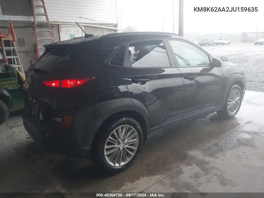 2018 Hyundai Kona Sel VIN: KM8K62AA2JU159635 Lot: 40364700