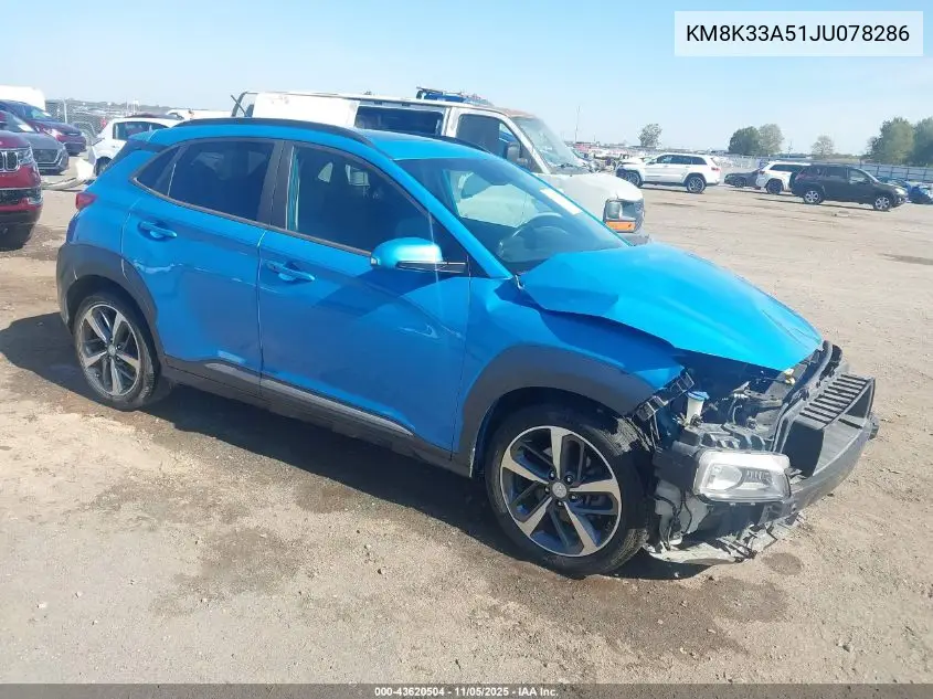 KM8K33A51JU078286 2018 Hyundai Kona Limited