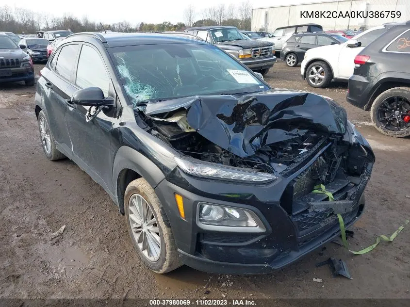 2019 Hyundai Kona Sel VIN: KM8K2CAA0KU386759 Lot: 37980069