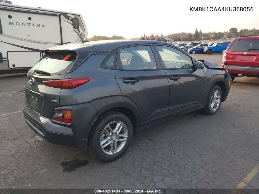 2019 Hyundai Kona Se VIN: KM8K1CAA4KU368056 Lot: 40251493