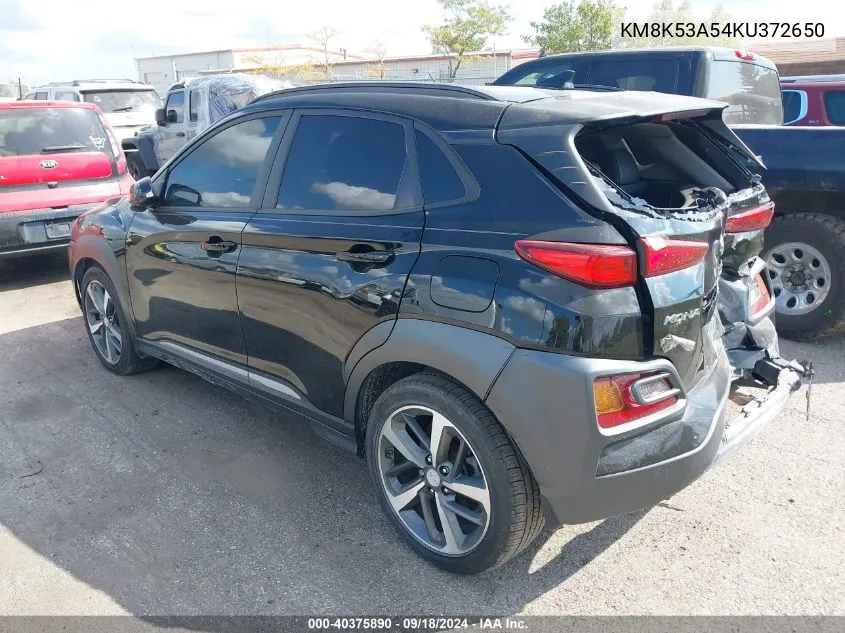 2019 Hyundai Kona Ultimate VIN: KM8K53A54KU372650 Lot: 40375890