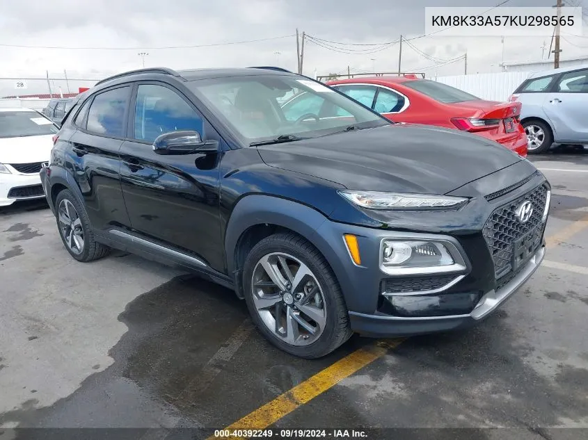 2019 Hyundai Kona Limited VIN: KM8K33A57KU298565 Lot: 40392249