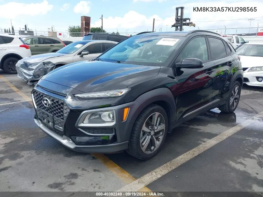 2019 Hyundai Kona Limited VIN: KM8K33A57KU298565 Lot: 40392249