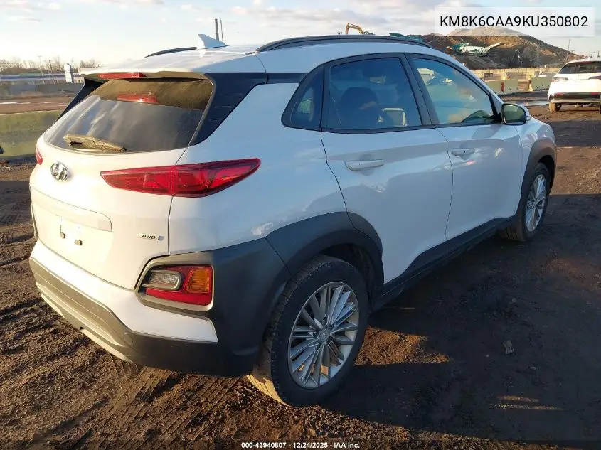 KM8K6CAA9KU350802 2019 Hyundai Kona Sel
