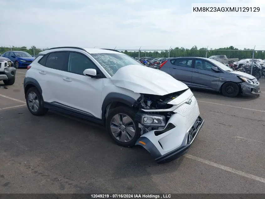 2021 Hyundai Kona Sel VIN: KM8K23AGXMU129129 Lot: 12049219