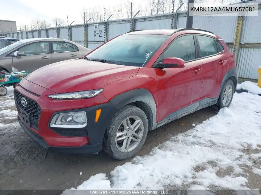 KM8K12AA6MU657081 2021 Hyundai Kona Se