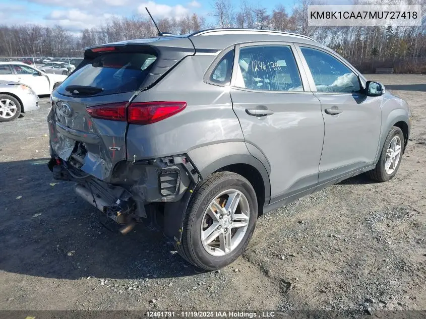 KM8K1CAA7MU727418 2021 Hyundai Kona Se