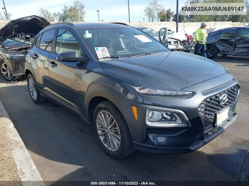 2021 Hyundai Kona Sel VIN: KM8K22AA9MU689147 Lot: 38031496