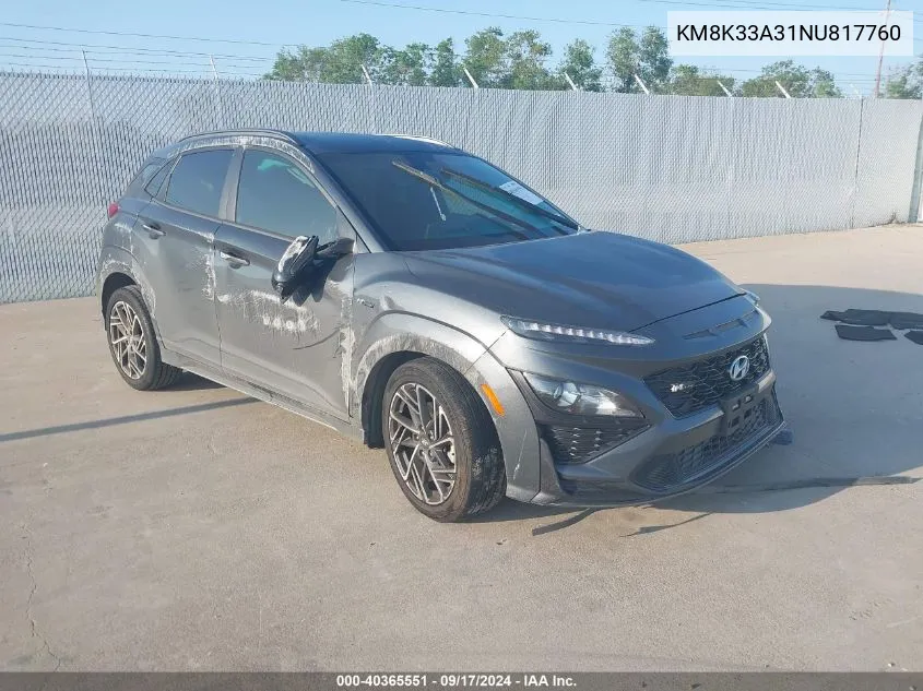 KM8K33A31NU817760 2022 Hyundai Kona N Line