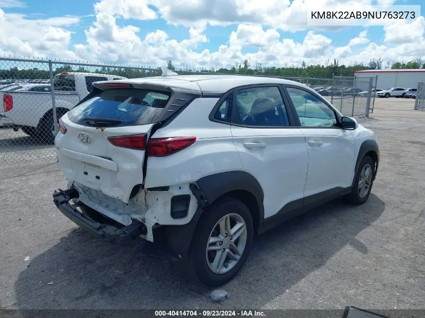 2022 Hyundai Kona Se VIN: KM8K22AB9NU763273 Lot: 40414704