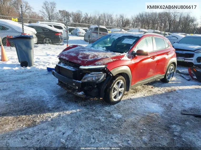KM8K62AB6NU806617 2022 Hyundai Kona Sel