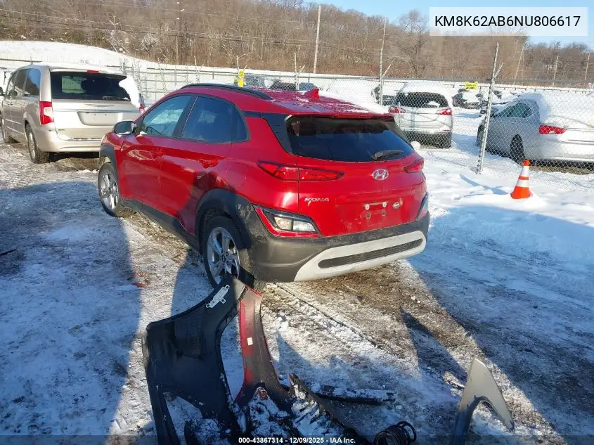 KM8K62AB6NU806617 2022 Hyundai Kona Sel