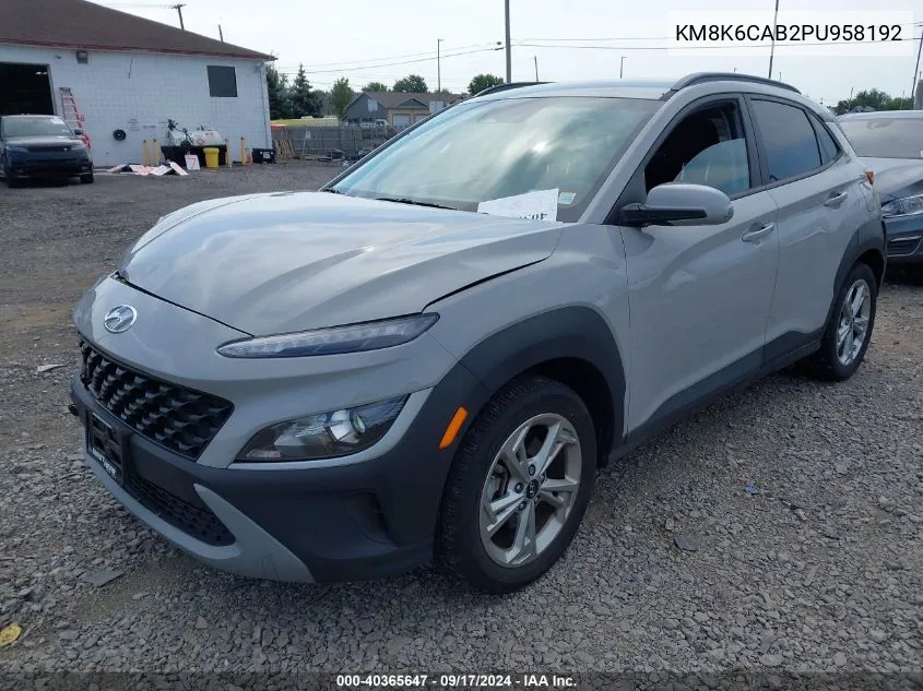 2023 Hyundai Kona Sel VIN: KM8K6CAB2PU958192 Lot: 40365647