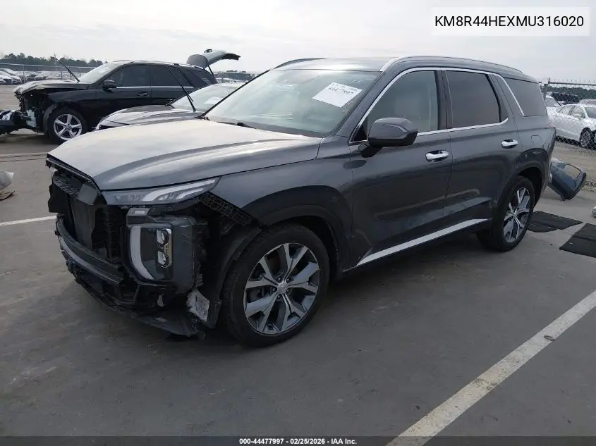 2021 Hyundai Palisade Sel VIN: KM8R44HEXMU316020 Lot: 44477997