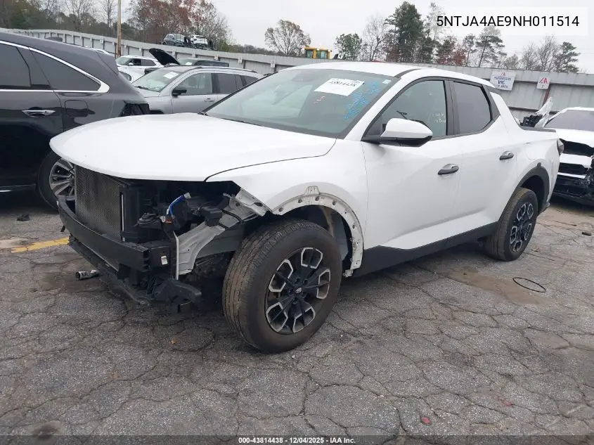 5NTJA4AE9NH011514 2022 Hyundai Santa Cruz Se