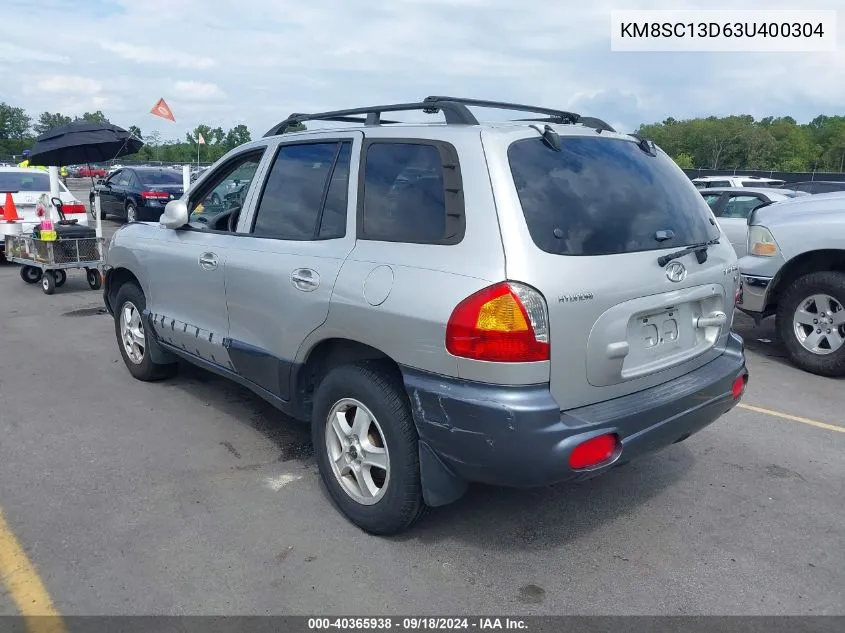 2003 Hyundai Santa Fe Gls/Lx VIN: KM8SC13D63U400304 Lot: 40365938