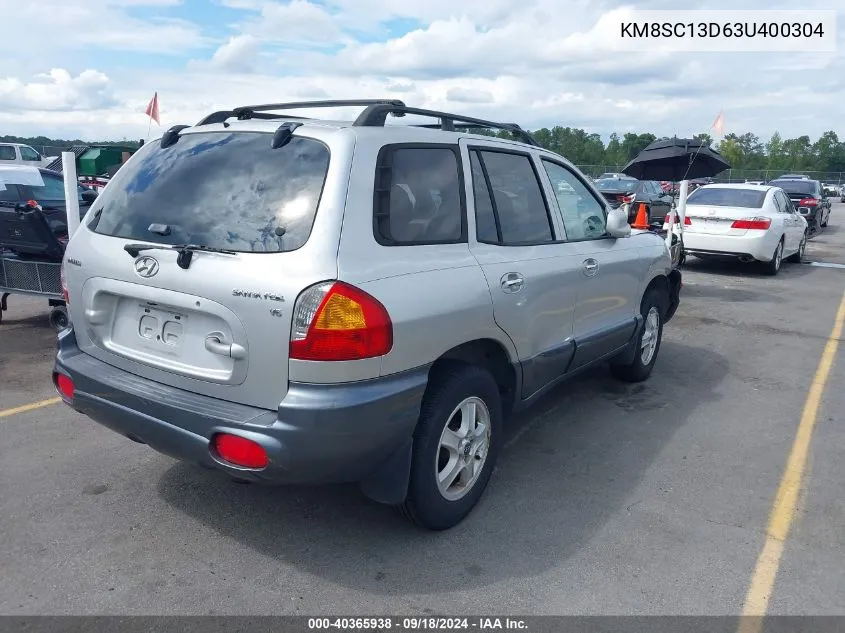 2003 Hyundai Santa Fe Gls/Lx VIN: KM8SC13D63U400304 Lot: 40365938