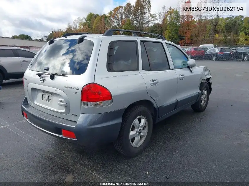 KM8SC73DX5U962194 2005 Hyundai Santa Fe Gls