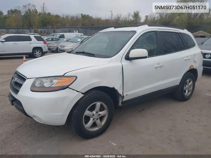 5NMSG73D67H051170 2007 Hyundai Santa Fe Gls