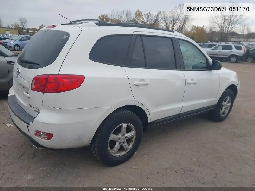 5NMSG73D67H051170 2007 Hyundai Santa Fe Gls