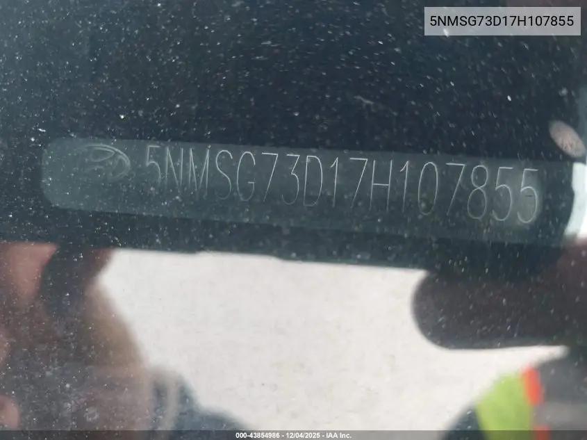 5NMSG73D17H107855 2007 Hyundai Santa Fe Gls