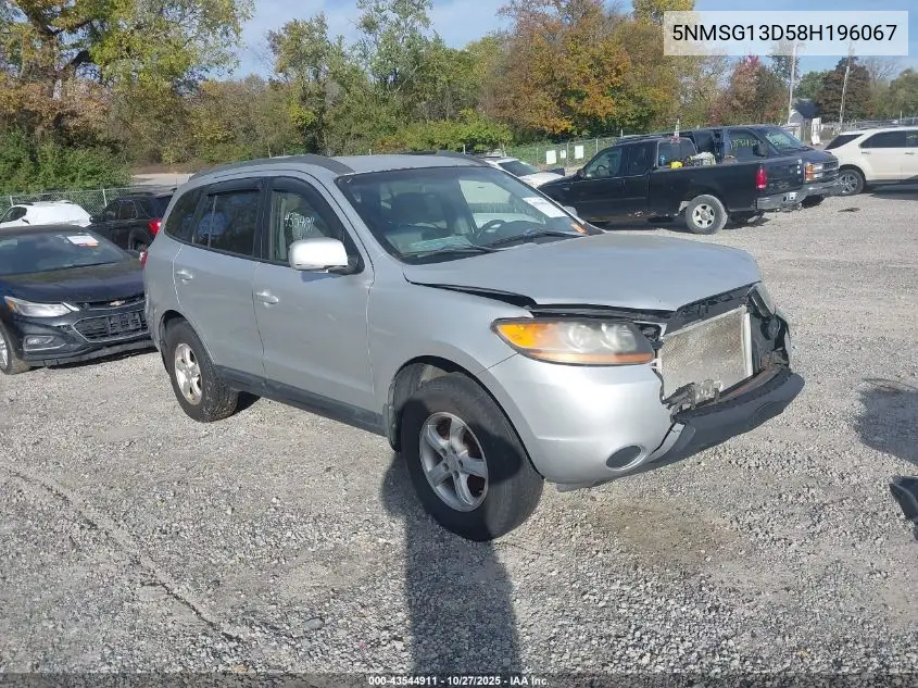 5NMSG13D58H196067 2008 Hyundai Santa Fe Gls